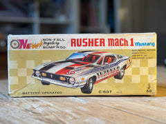 RUSHER Mach 1 Mustang BUMP N' GO Tin Toy