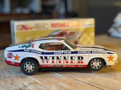 RUSHER Mach 1 Mustang BUMP N' GO Tin Toy