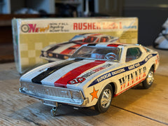 RUSHER Mach 1 Mustang BUMP N' GO Tin Toy